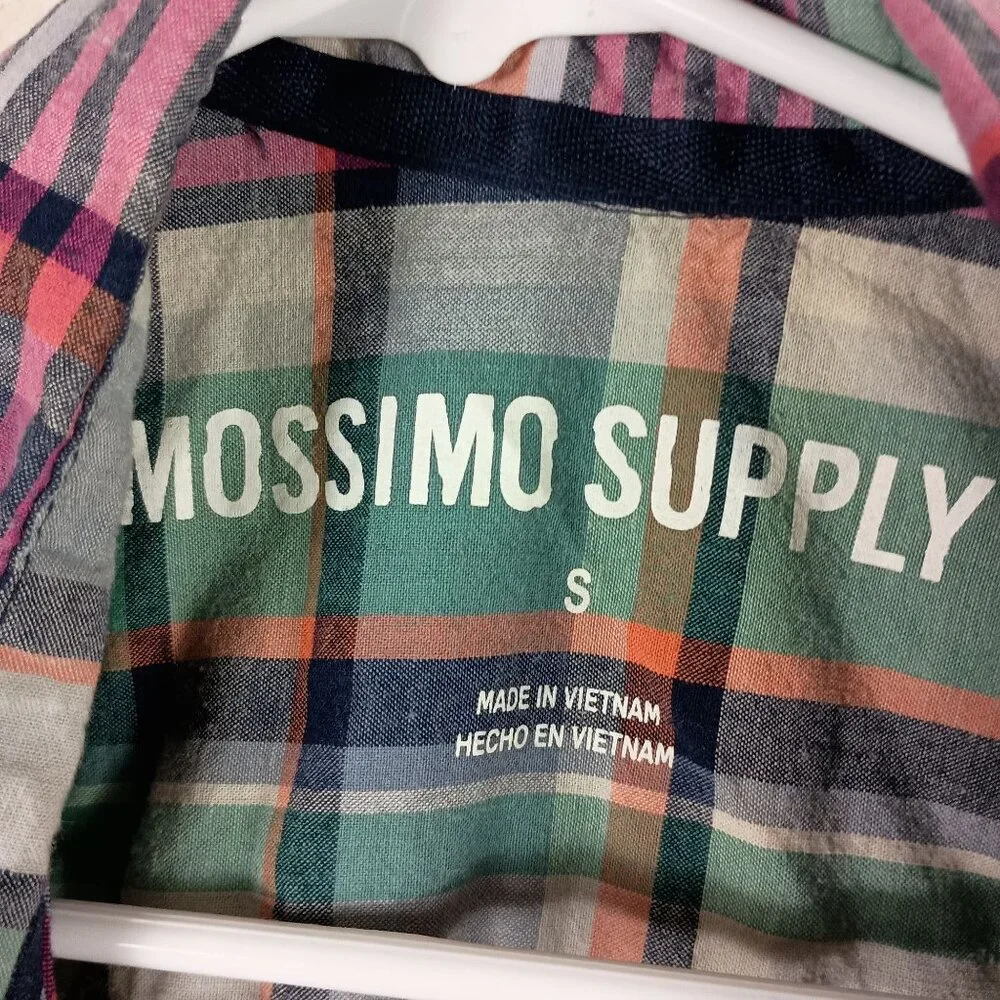 Mossimo Supply Mens Multicolor Madras Plaid Short Sleeve Button-Up Shirt Size S - Picture 3 of 5